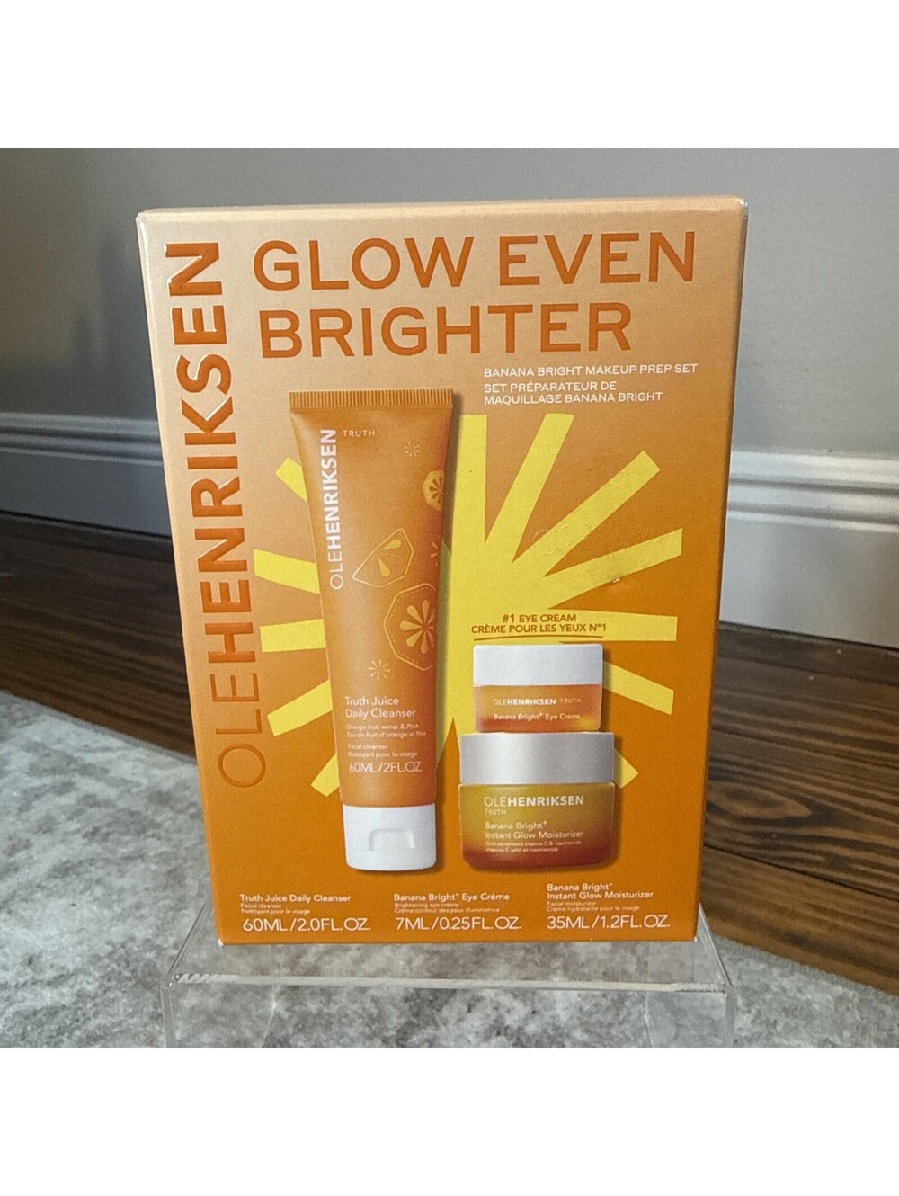 Olé Henriksen Glow Even Brighter Set Daily Cleanser Eye Creme Moisturizer NIB